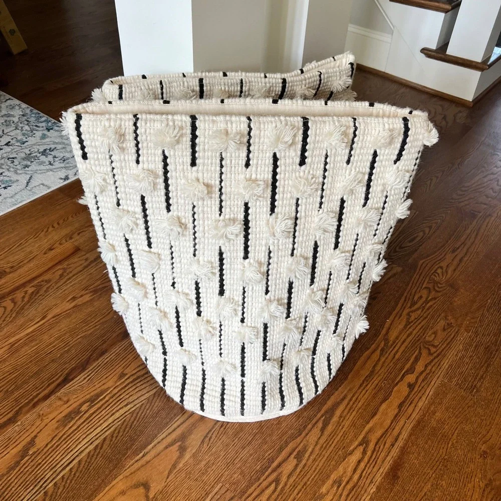 Pottery Barn Lot of 2 PB Dorm Woven Shag Tufted Storage Utility Bin 24x26 NEW